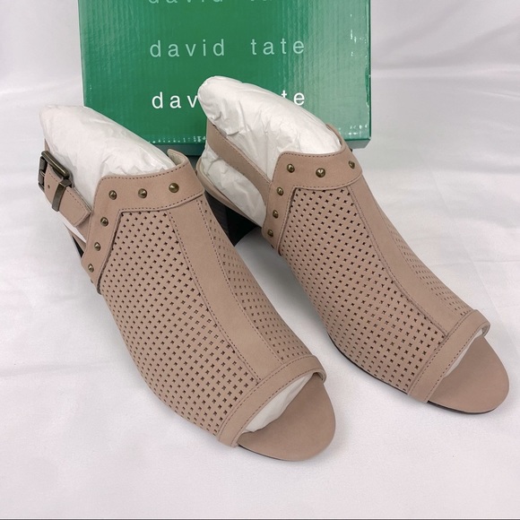 Genuine Leather Open Toe Studded Block Heels NWT - Picture 3 of 4